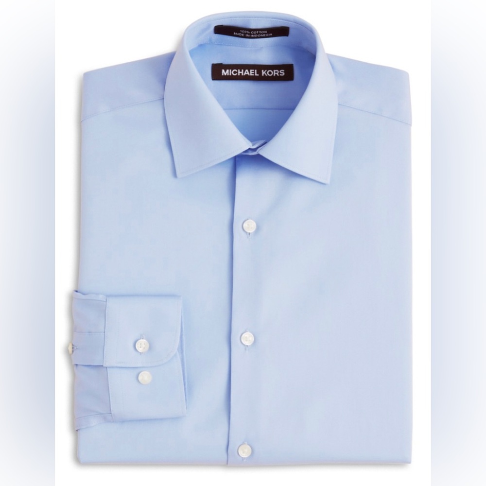 KIDS BOYS Michael Kors Blue Cotton Button-down Collared Dress Shirt - SIZE 8